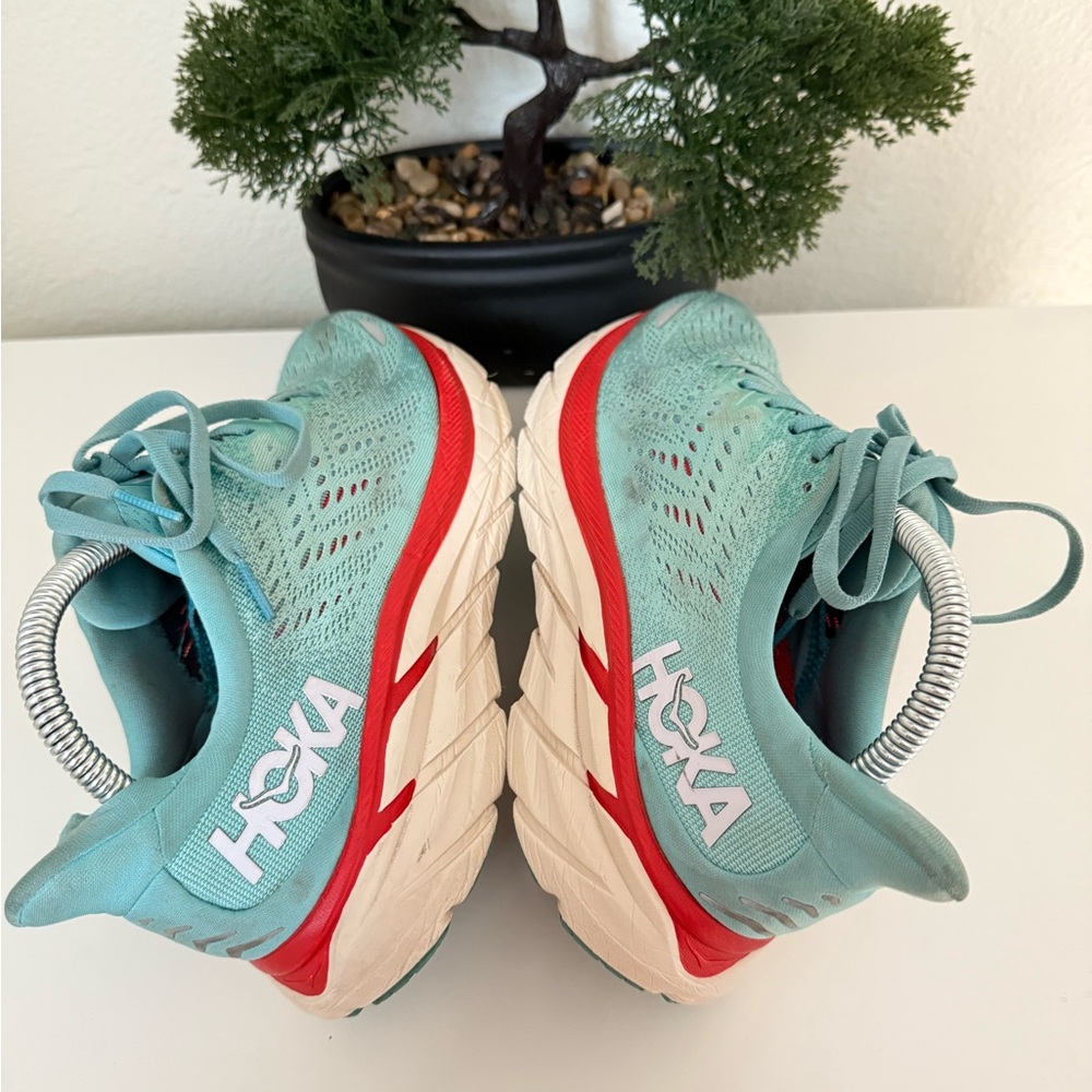 Hoka Women's Teal and Red Athletic Shoes - Picture 4 of 5